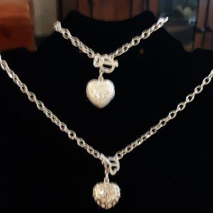 Real Silver Choker and Heart with Key Bracelet